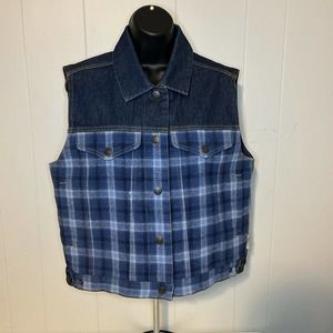 Vintage Pendleton Originals Women's Denim Wool Panel Vest Quilted Lining Size M
